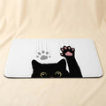 🐾 You're Here. The Cat Is Judging You. — Black & White Cat Welcome Mat