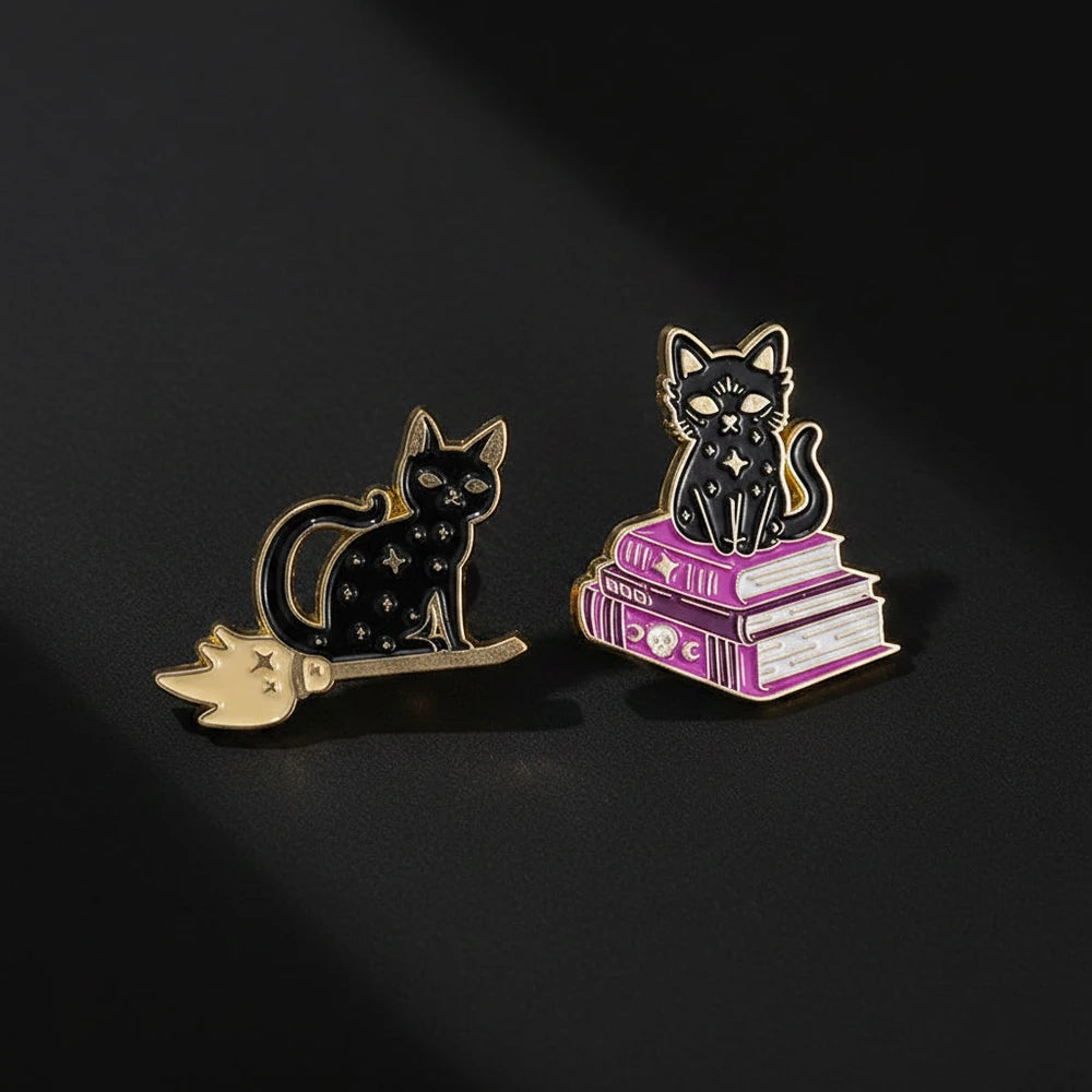 The Witch's Familiar — Black Cat Enamel Pin (Cursed, Obviously)