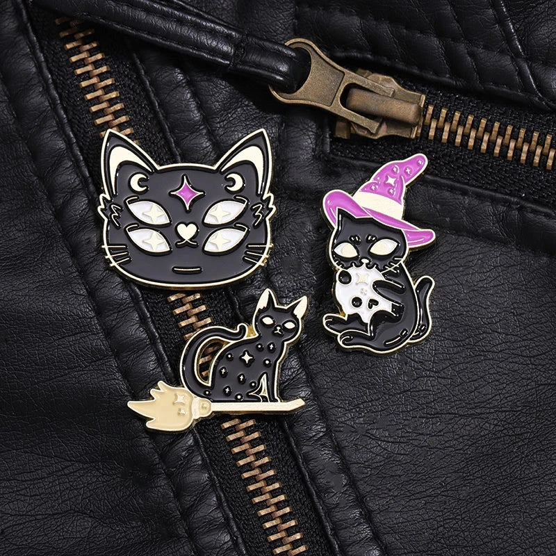 The Witch's Familiar — Black Cat Enamel Pin (Cursed, Obviously)