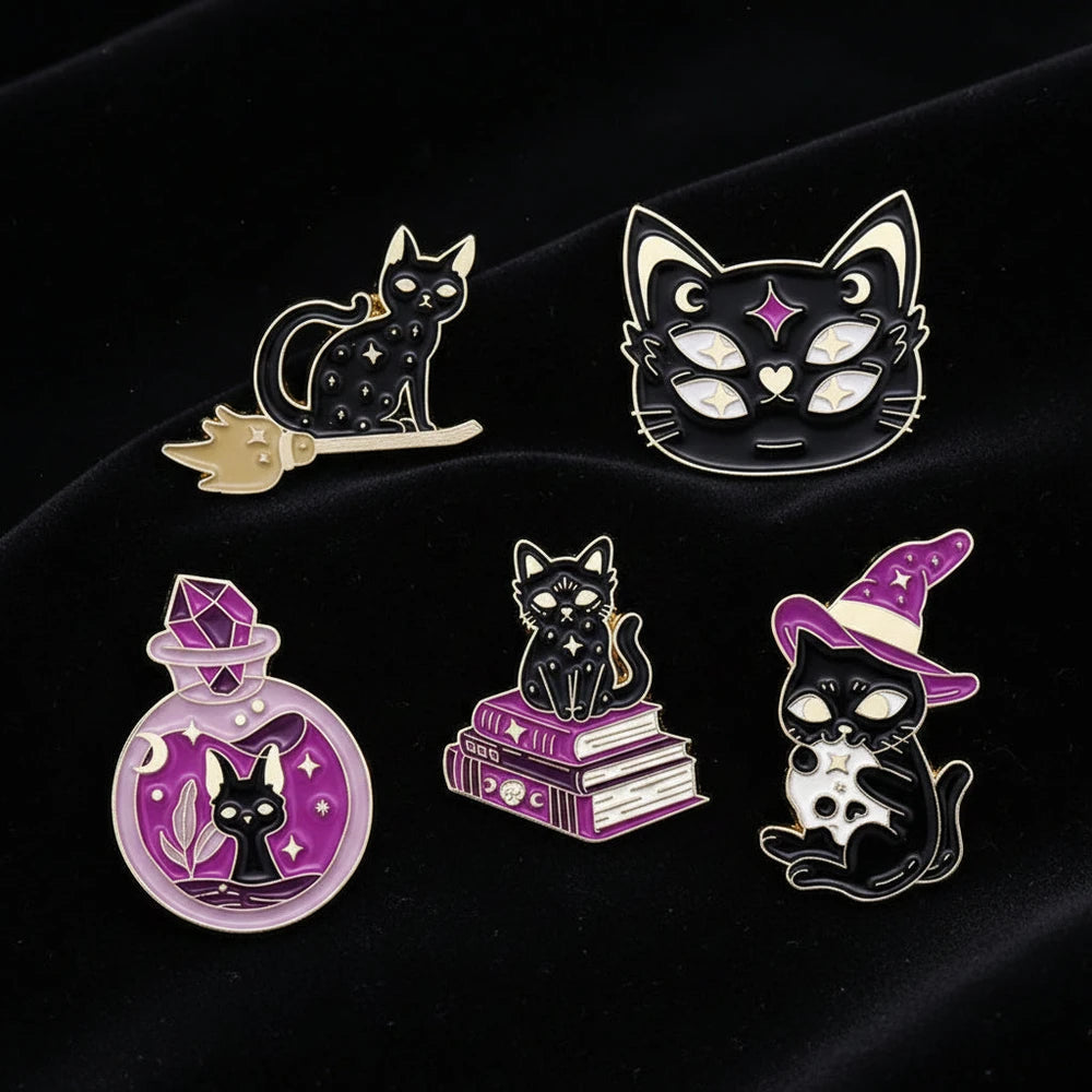 The Witch's Familiar — Black Cat Enamel Pin (Cursed, Obviously)