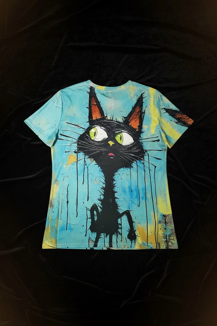 🖤 Black Cat Tee – Drip Chaos Energy