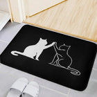 🐾 You're Here. The Cat Is Judging You. — Black & White Cat Welcome Mat