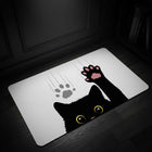 🐾 You're Here. The Cat Is Judging You. — Black & White Cat Welcome Mat