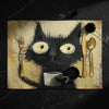 🐾 Dinner Is Served — Black Cat Linen Placemat