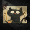 🐾 Dinner Is Served — Black Cat Linen Placemat
