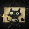 🐾 Dinner Is Served — Black Cat Linen Placemat