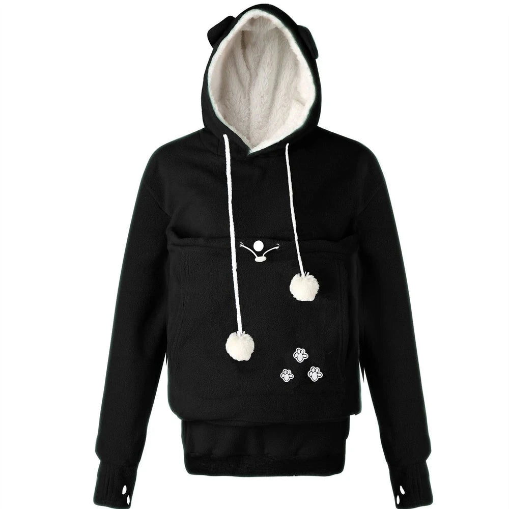 The Familiar Fleece — Embroidered Cat Pocket Pullover