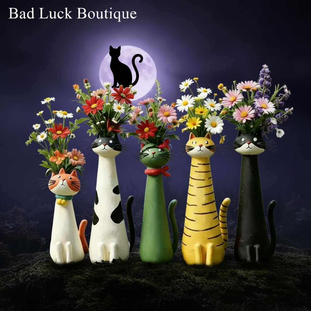 Neck Goals — Long-Necked Cat Resin Vase
