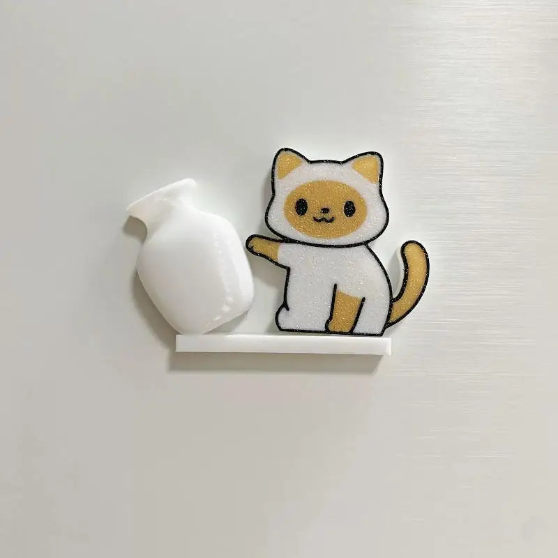 The Vase Pusher: Cat Fridge Magnet & Whisker Memorial Box (Chaos Included)