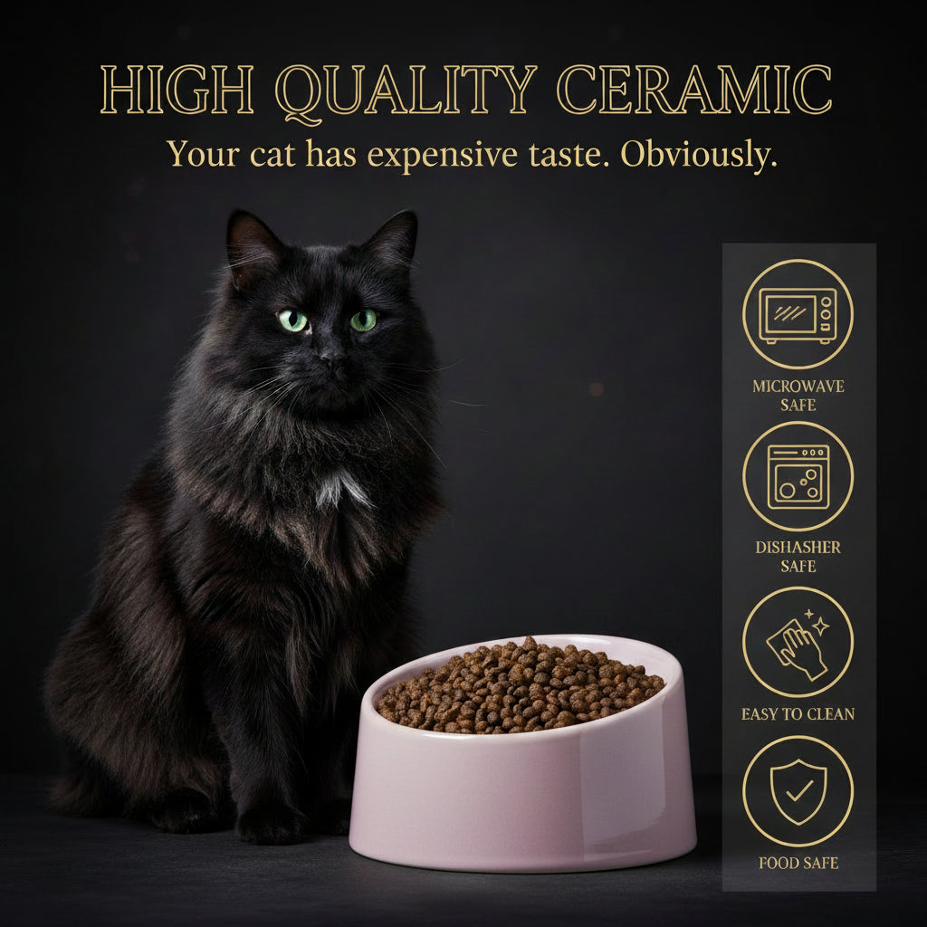 Tilt & Devour — Elevated Ceramic Cat Bowl (Dishwasher Safe, Obviously)