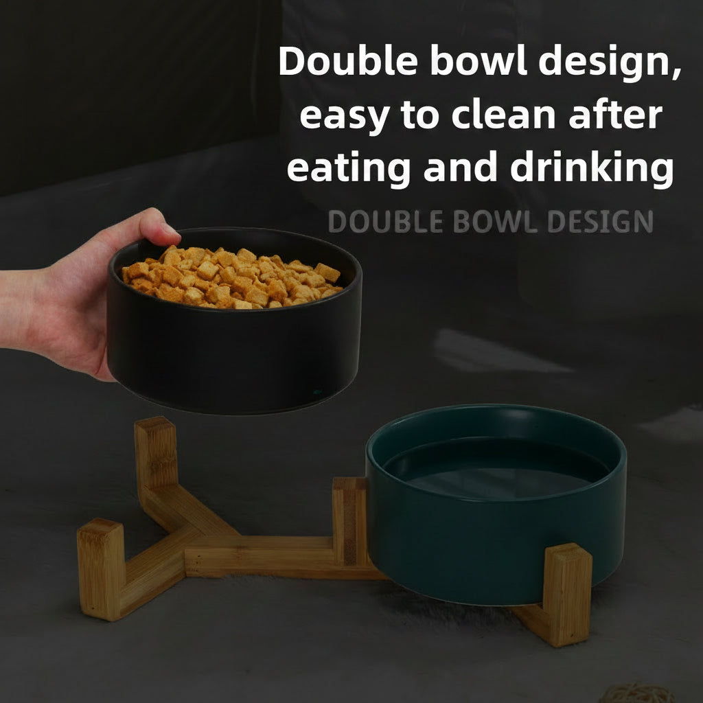 The 'You Deserve Nice Things' Double Ceramic Pet Bowl Set