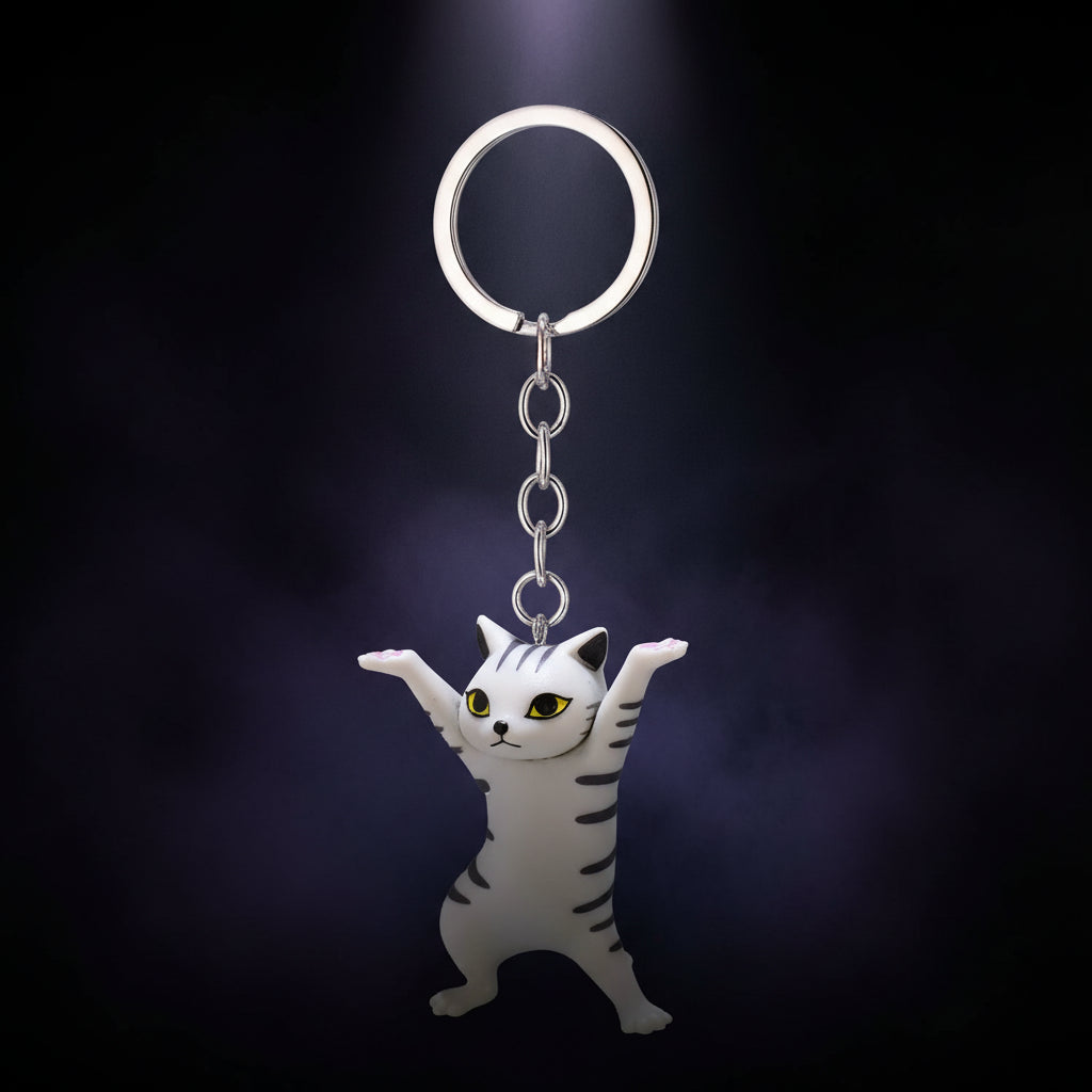 Cursed Cargo — Cartoon Kitten Keychain (Bad Luck Included)