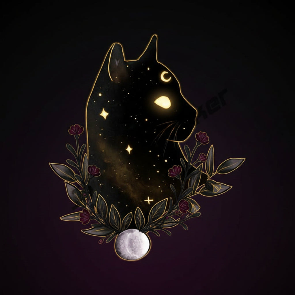 Cursed & Reflective — Black Cat Decal Sticker