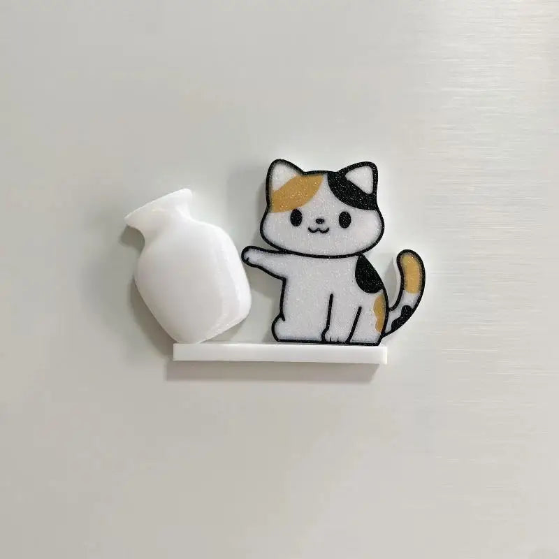 The Vase Pusher: Cat Fridge Magnet & Whisker Memorial Box (Chaos Included)