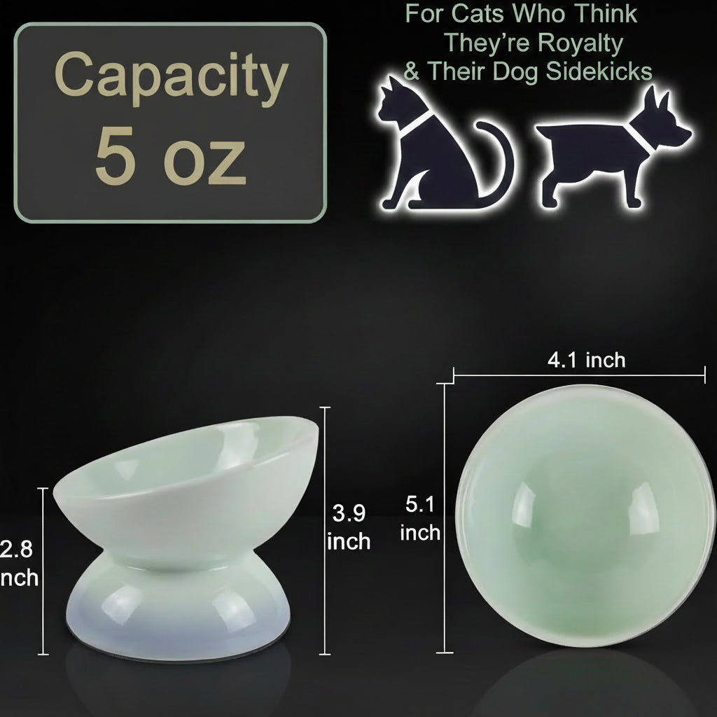 Tilt & Devour — Elevated Ceramic Cat Bowl (Dishwasher Safe, Obviously)