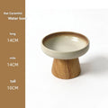 Dine in Style — Elevated Ceramic Cat Bowl with Wood Base