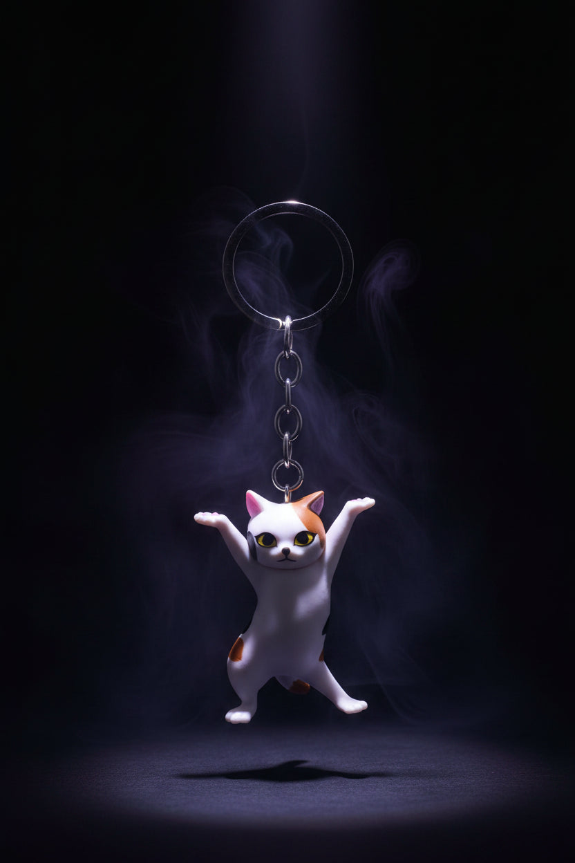 Cursed Cargo — Cartoon Kitten Keychain (Bad Luck Included)