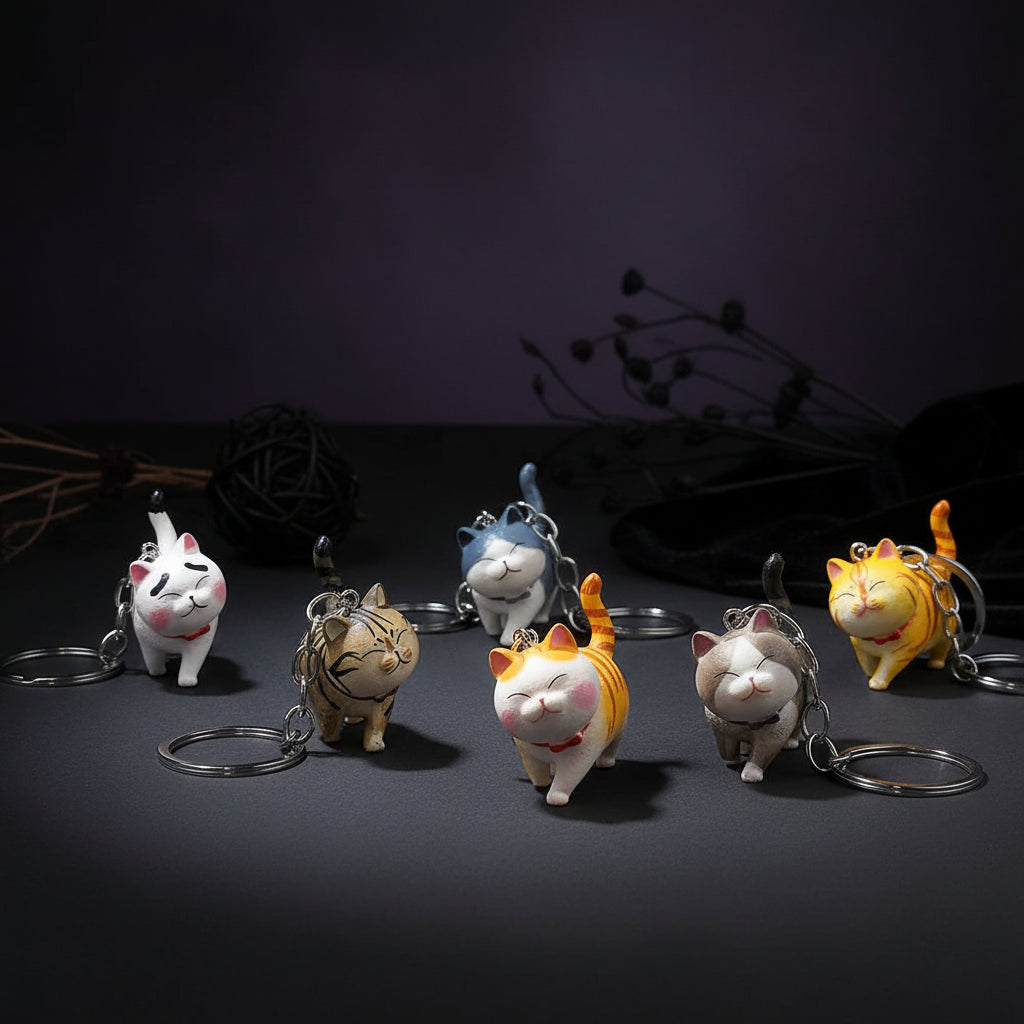 Cursed Cargo — Cartoon Kitten Keychain (Bad Luck Included)