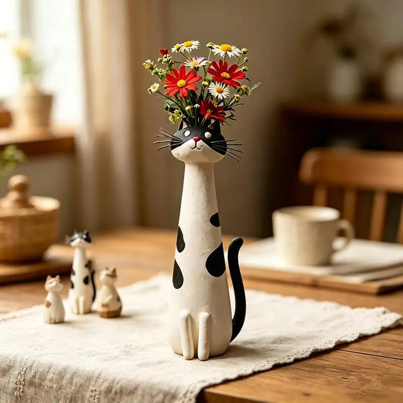 Neck Goals — Long-Necked Cat Resin Vase