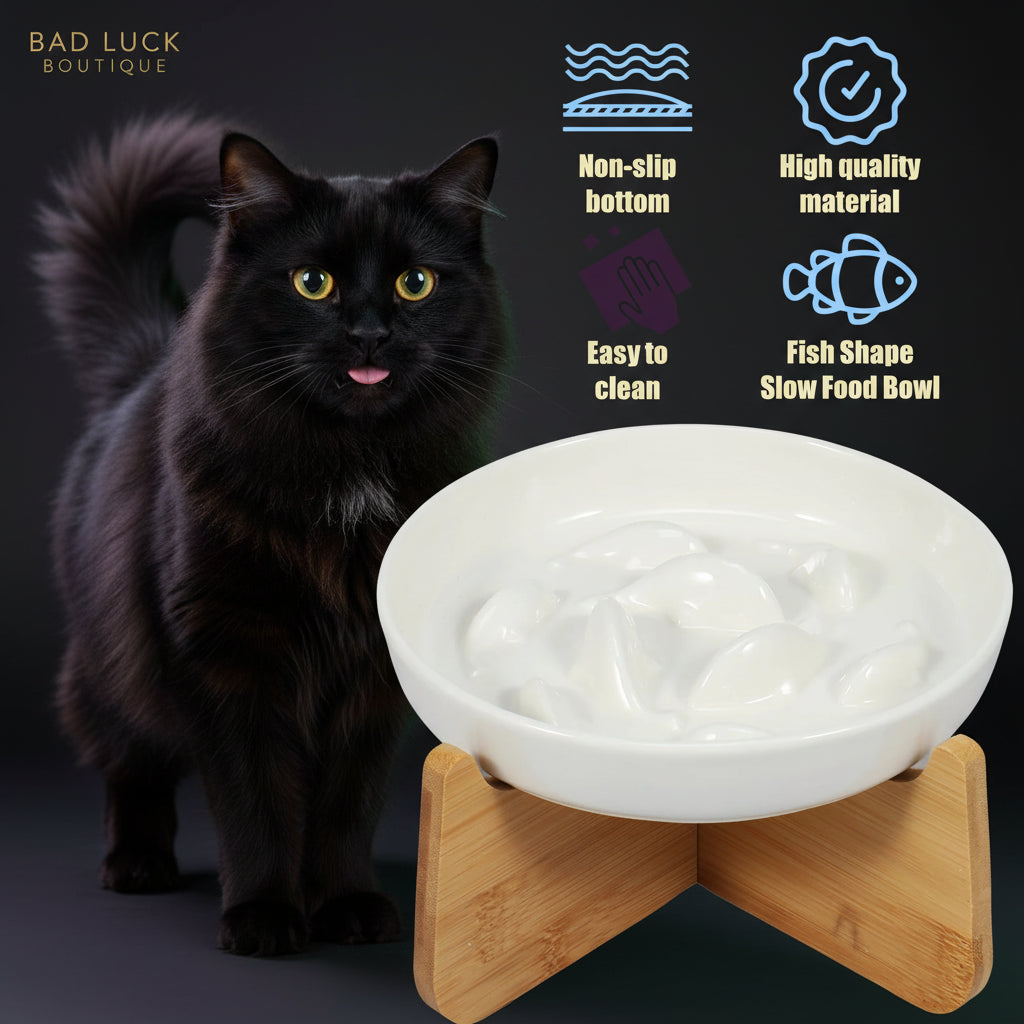 🍽️ The High Table — Elevated Ceramic Slow Feeder Cat Bowl