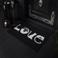 🐾 You're Here. The Cat Is Judging You. — Black & White Cat Welcome Mat