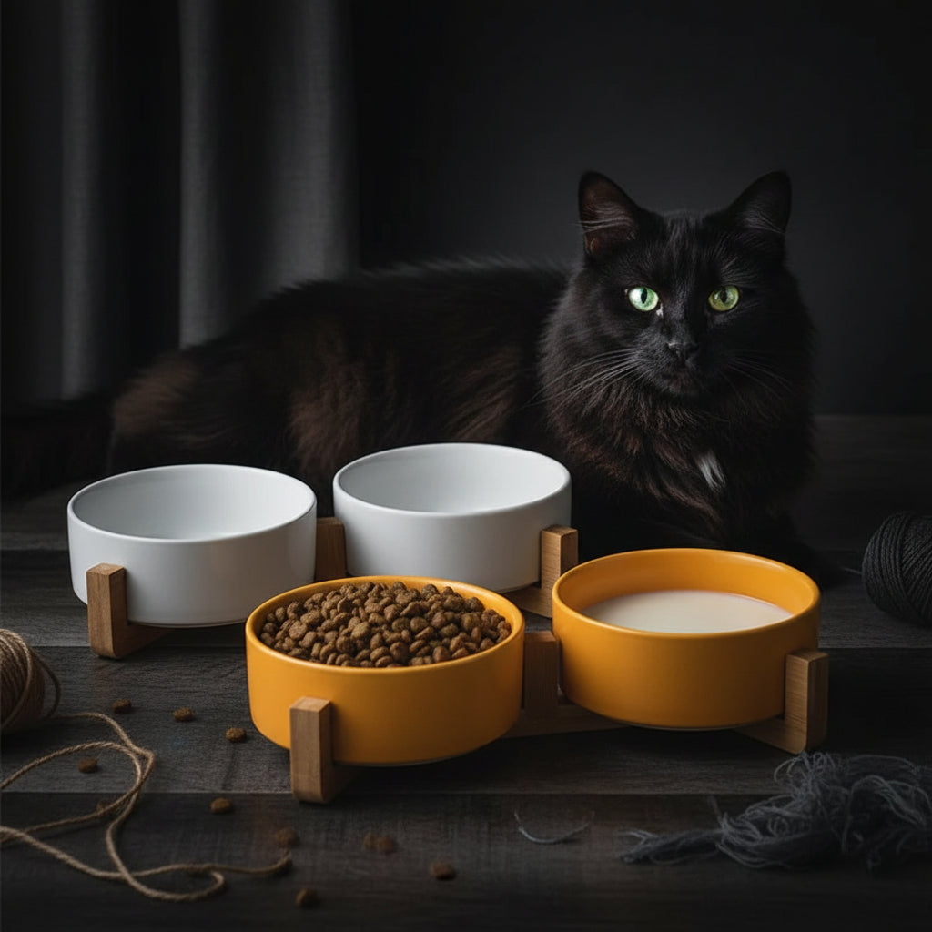 The 'You Deserve Nice Things' Double Ceramic Pet Bowl Set