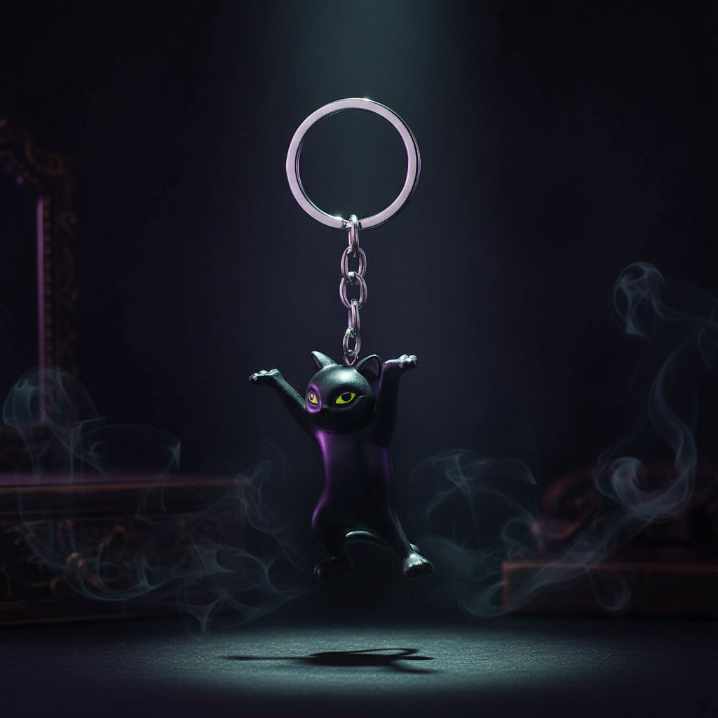 Cursed Cargo — Cartoon Kitten Keychain (Bad Luck Included)