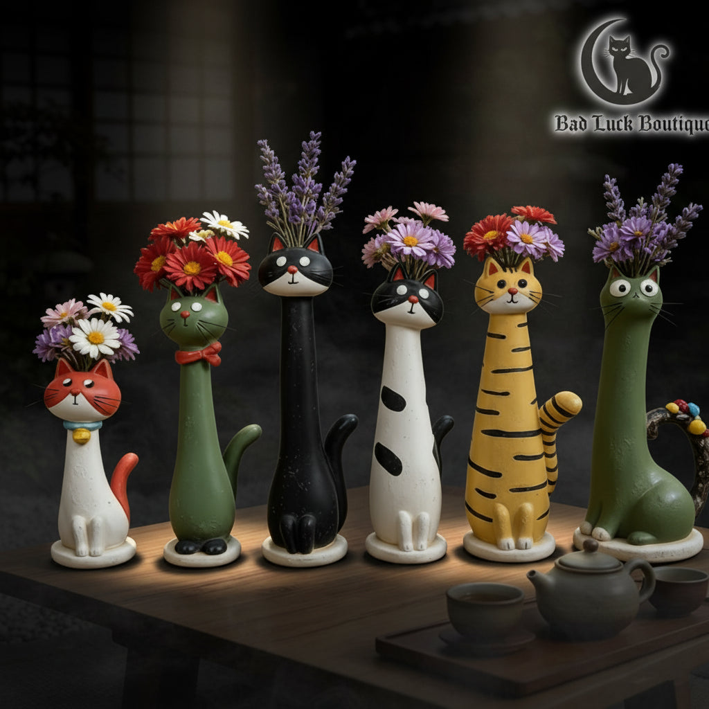 Neck Goals — Long-Necked Cat Resin Vase