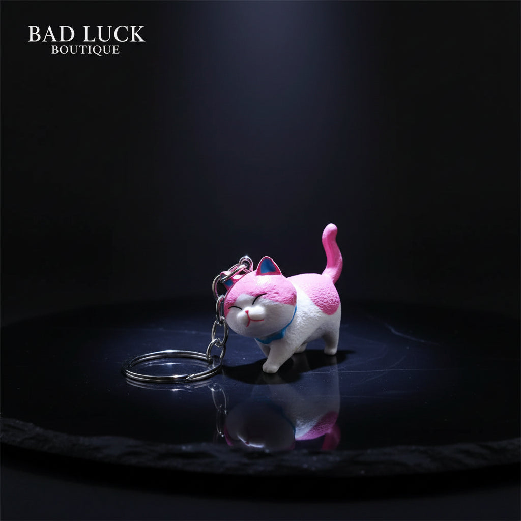 Cursed Cargo — Cartoon Kitten Keychain (Bad Luck Included)