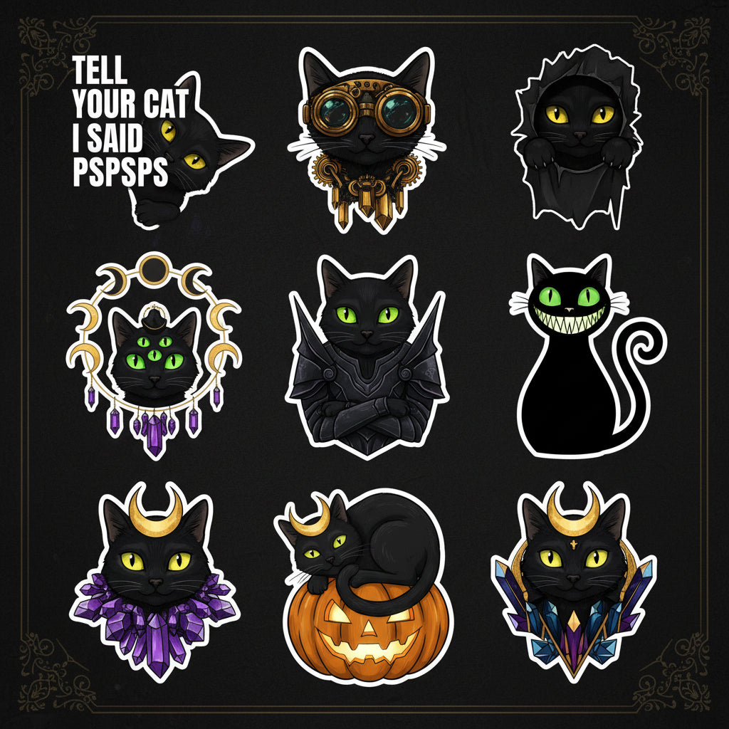 Cursed & Reflective — Black Cat Decal Sticker