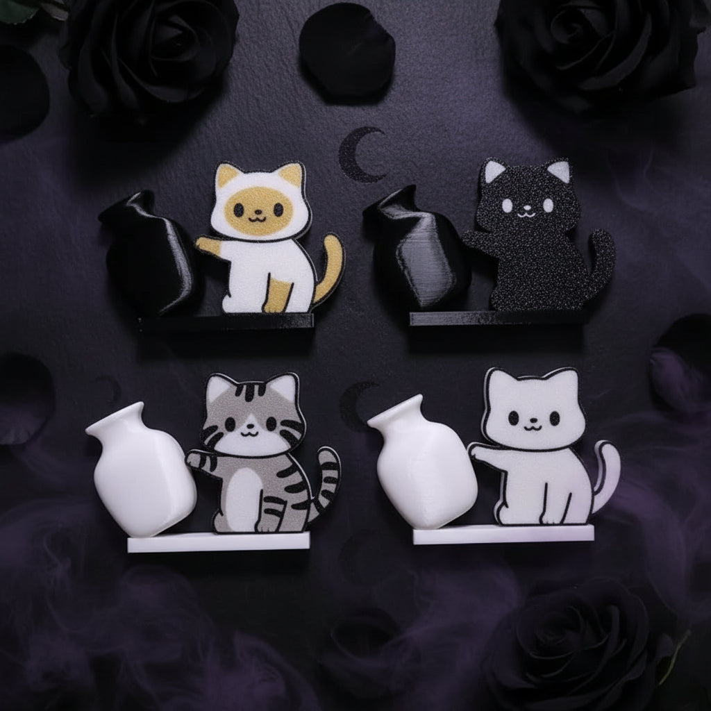 The Vase Pusher: Cat Fridge Magnet & Whisker Memorial Box (Chaos Included)