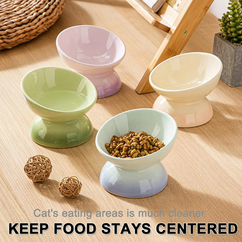 Tilt & Devour — Elevated Ceramic Cat Bowl (Dishwasher Safe, Obviously)