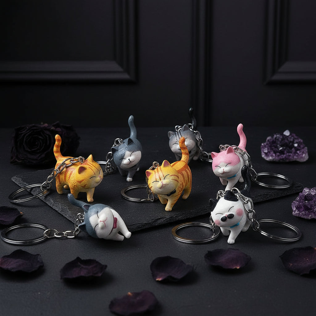 Cursed Cargo — Cartoon Kitten Keychain (Bad Luck Included)