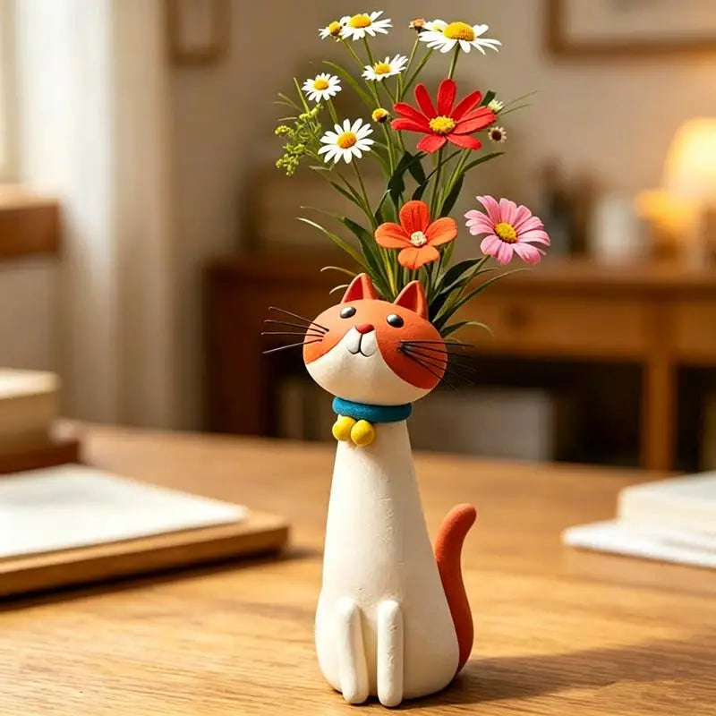 Neck Goals — Long-Necked Cat Resin Vase