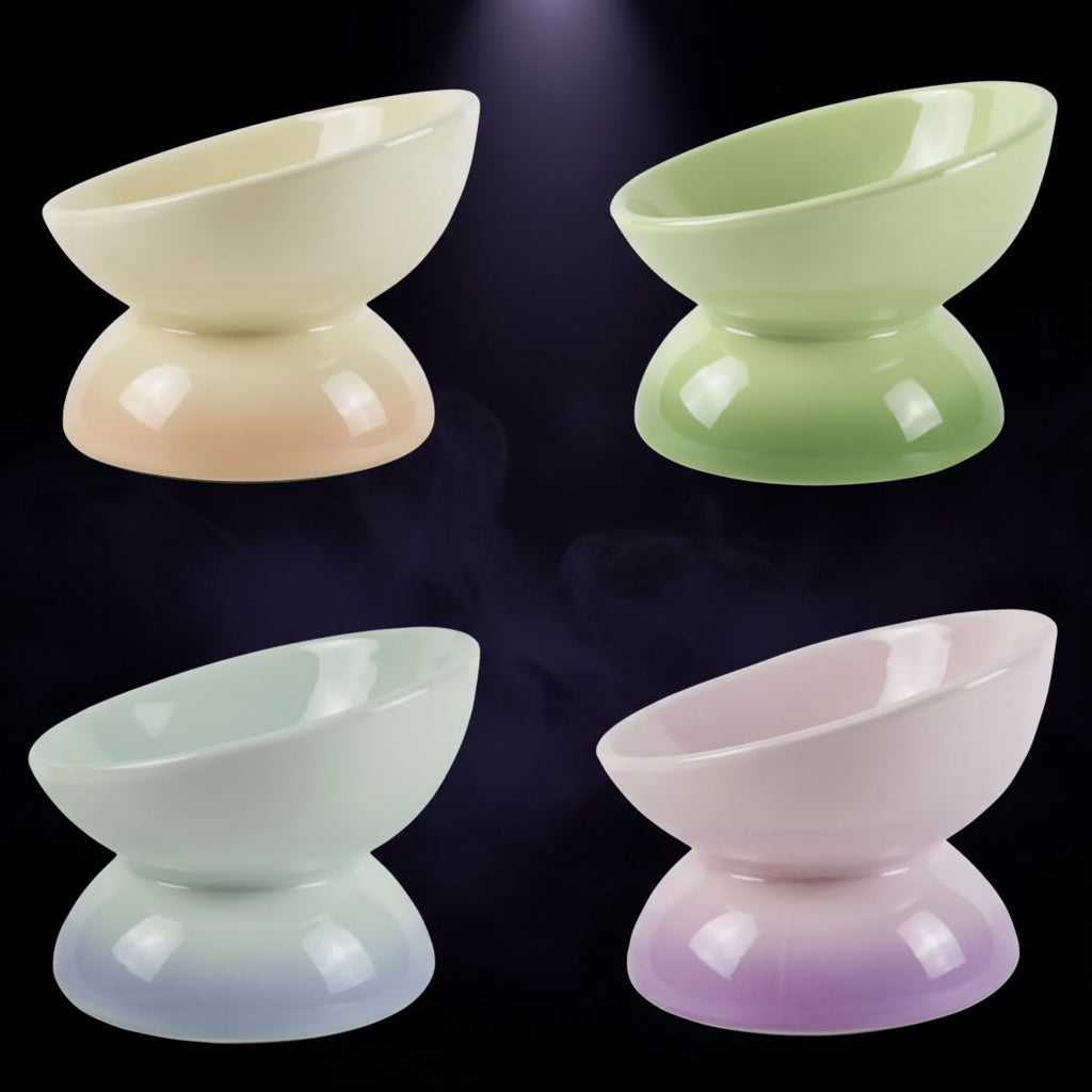 Tilt & Devour — Elevated Ceramic Cat Bowl (Dishwasher Safe, Obviously)