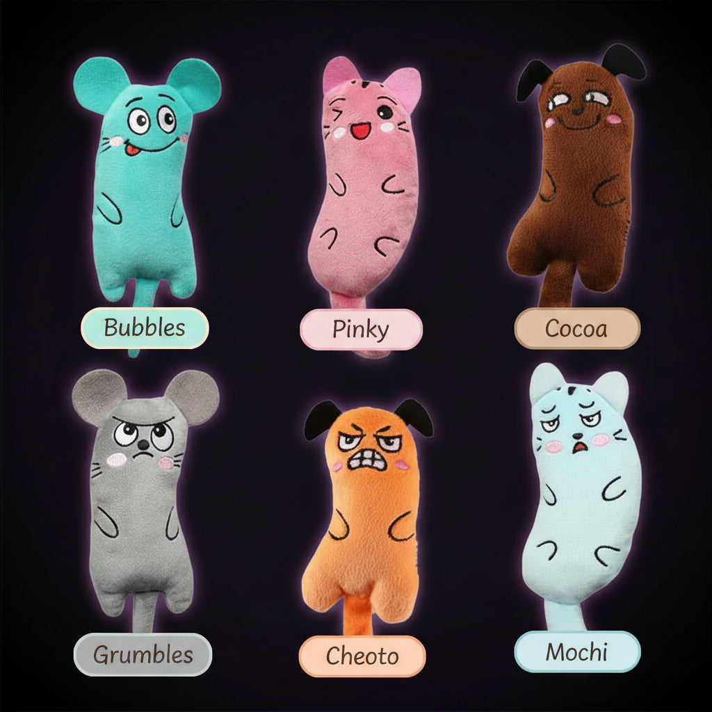 🐾 Plush Cat Toy – Teeth, Claws & Squeaky Chaos