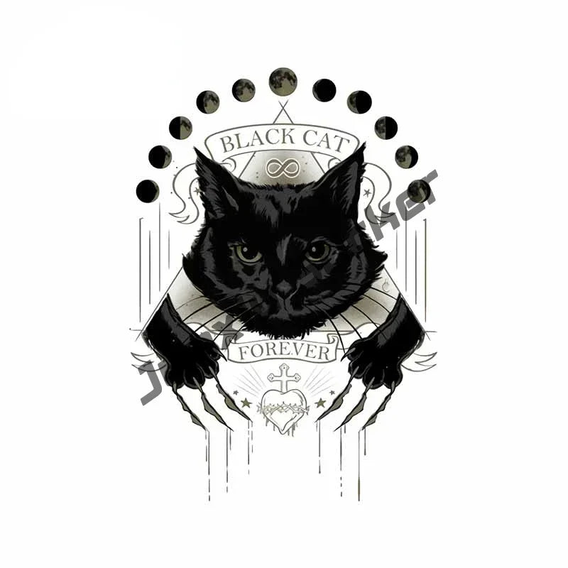 Cursed & Reflective — Black Cat Decal Sticker