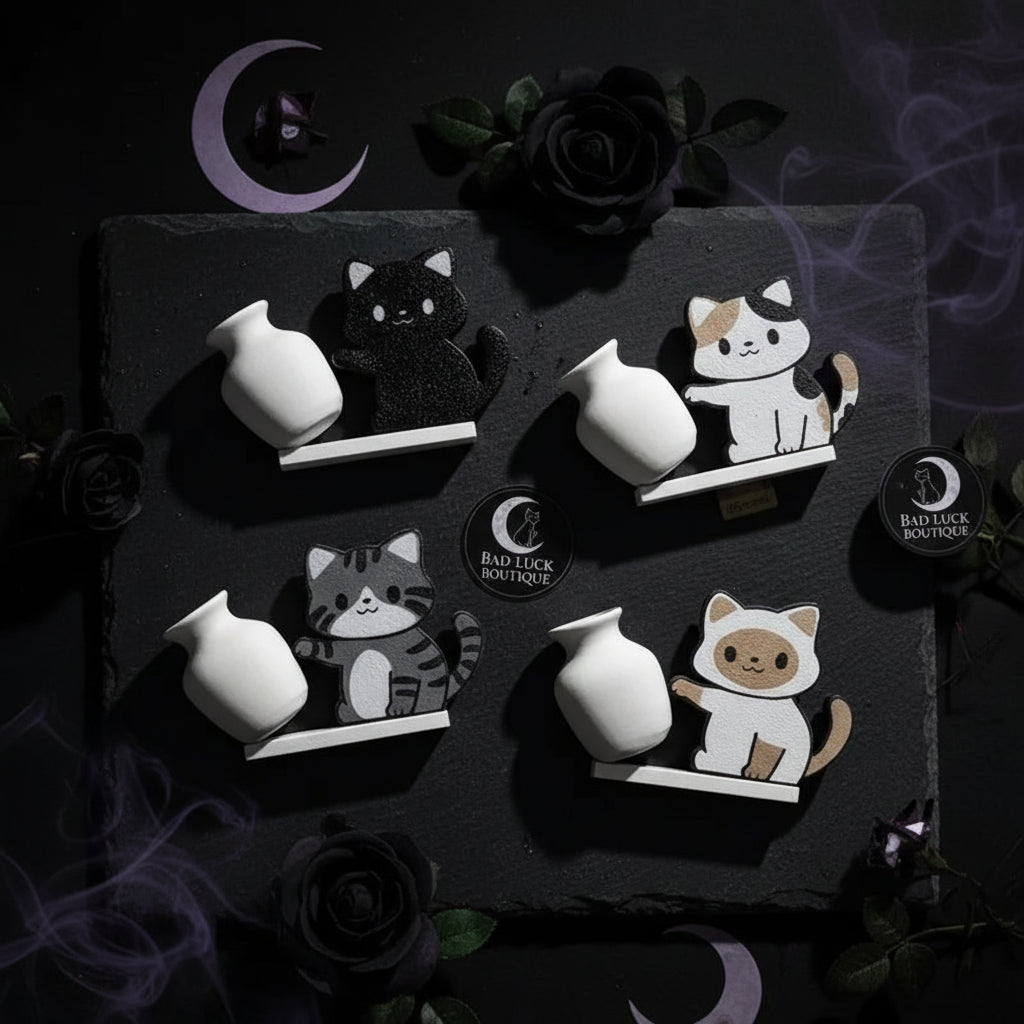 The Vase Pusher: Cat Fridge Magnet & Whisker Memorial Box (Chaos Included)