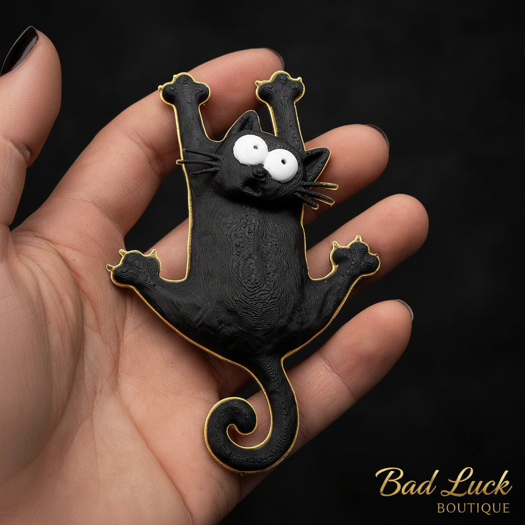 Cat Magnet in Hand - Dark Nails