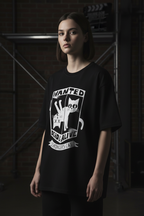 Schrödinger's Cat graphic tee worn in dark moody editorial setting — Bad Luck Boutique
