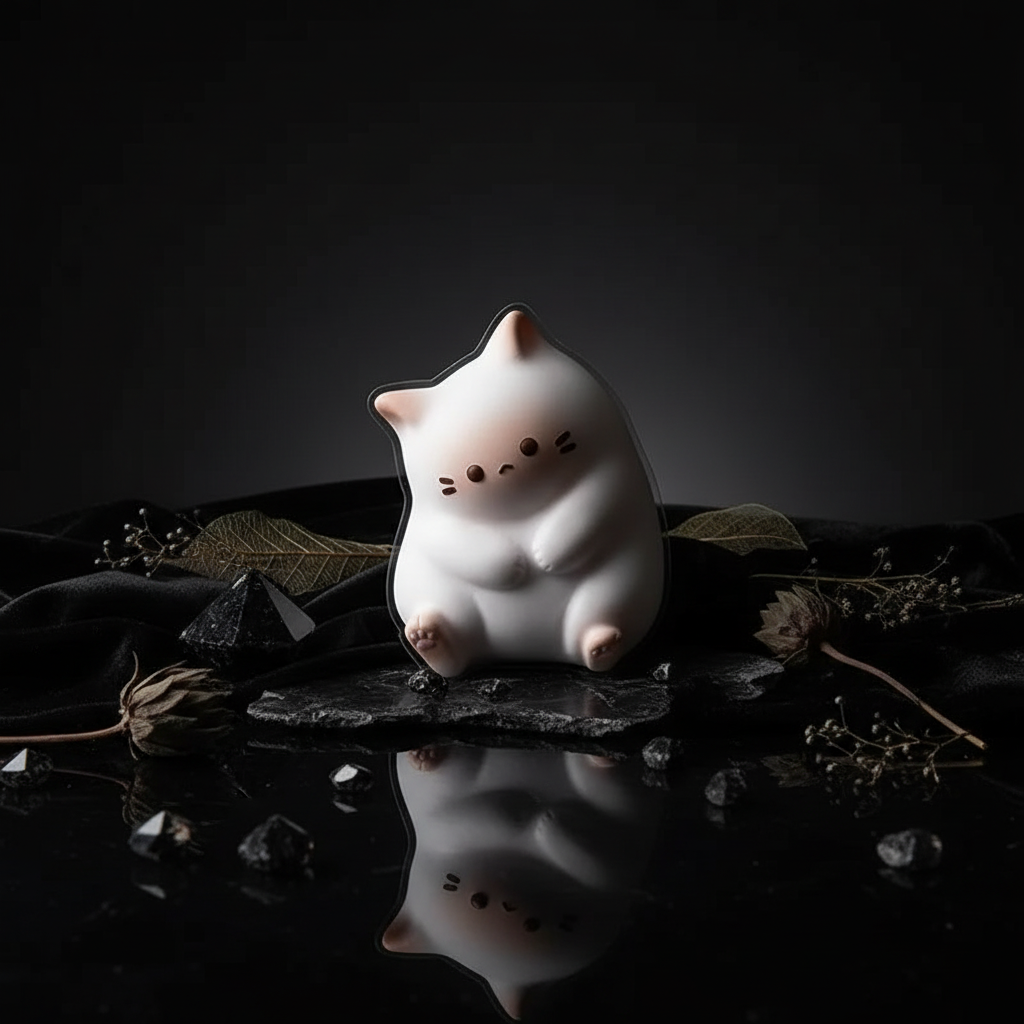 White chubby cat squishy toy - premium product photo