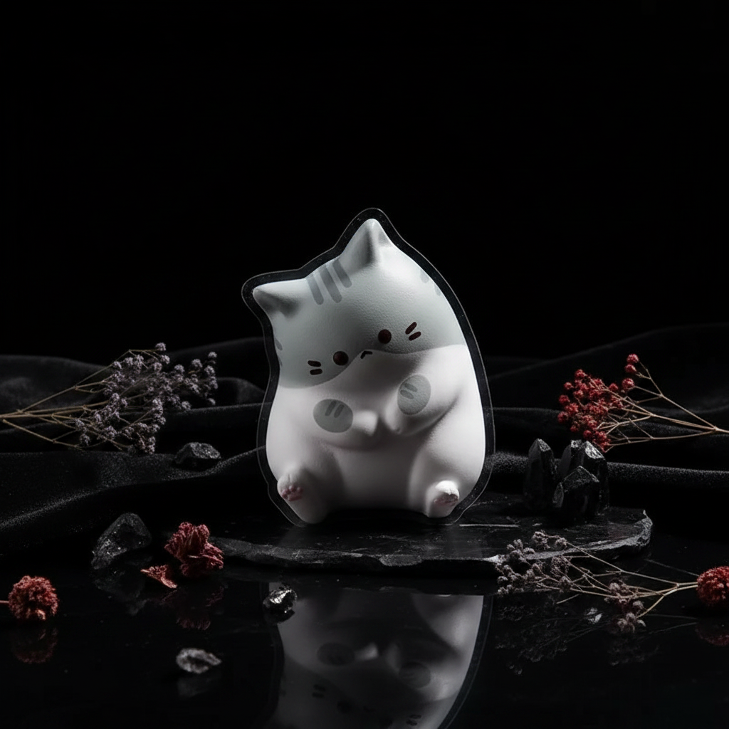 Grey chubby cat squishy toy - premium product photo