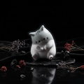 Grey chubby cat squishy toy - premium product photo