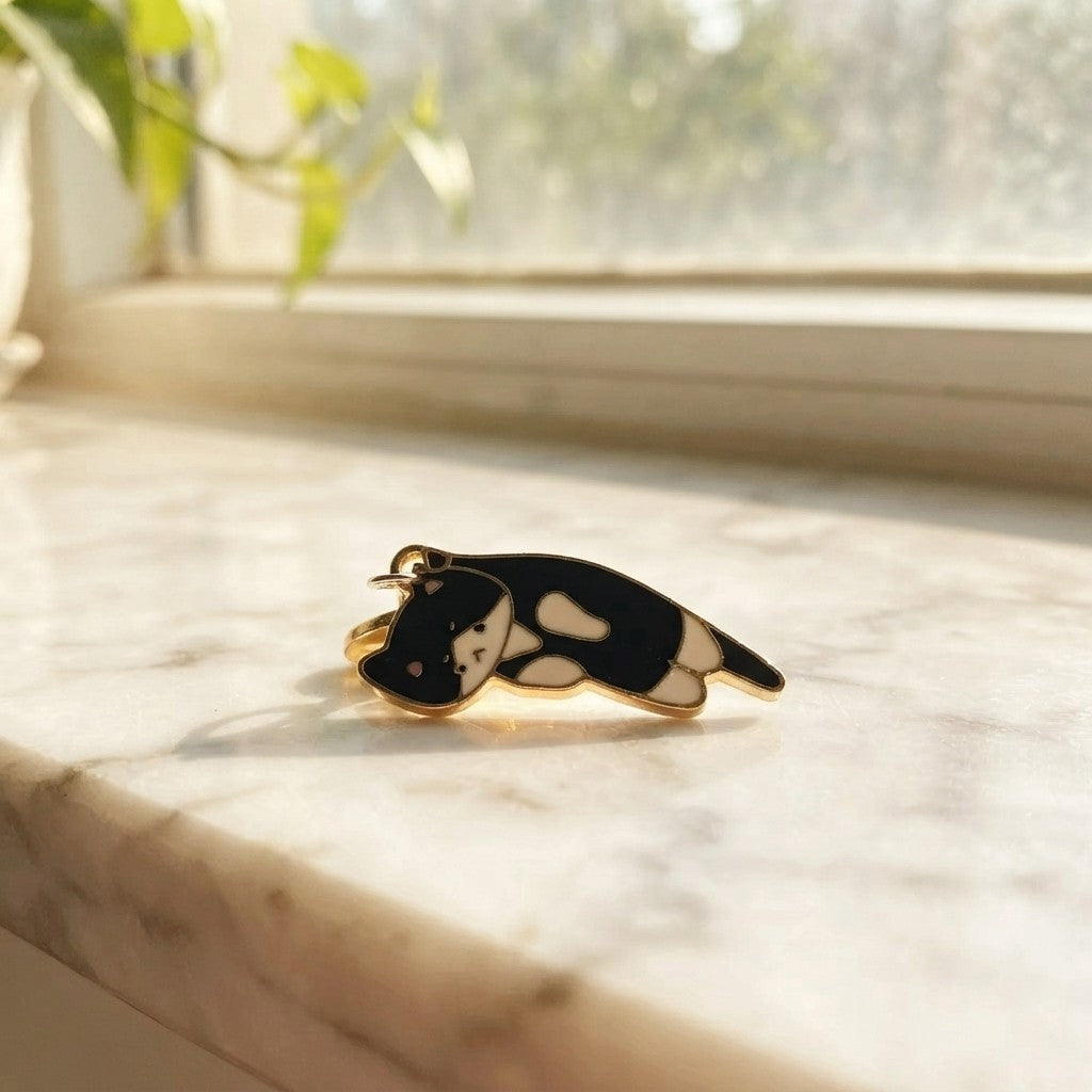 Black Cat Dust Plug Charm — Cursed Alloy Edition