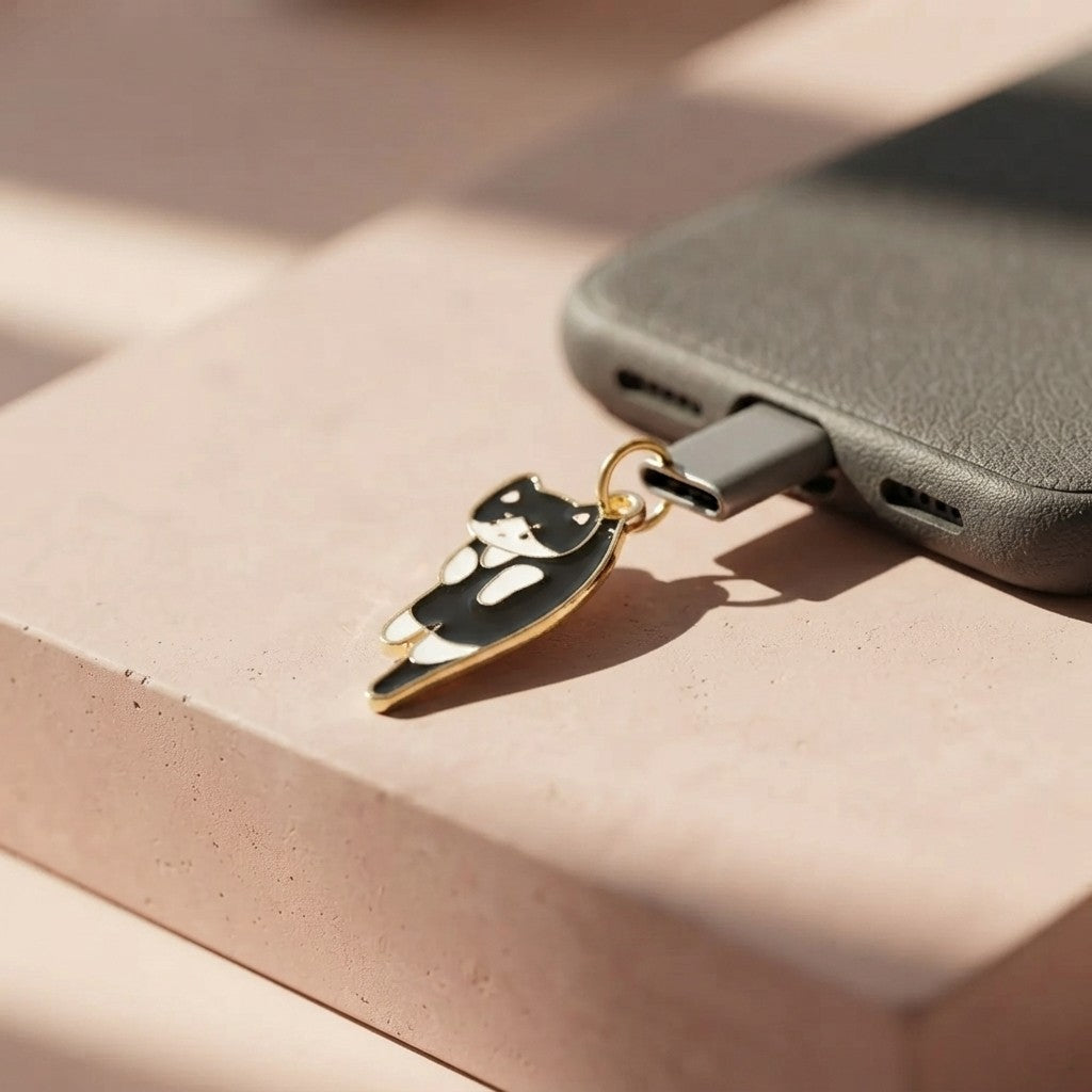 Black Cat Dust Plug Charm — Cursed Alloy Edition