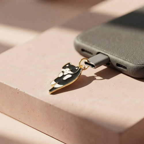 Black Cat Dust Plug Charm — Cursed Alloy Edition