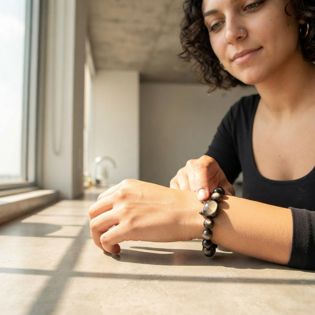 Stone Cold Cute — Obsidian Cat Head Bracelet