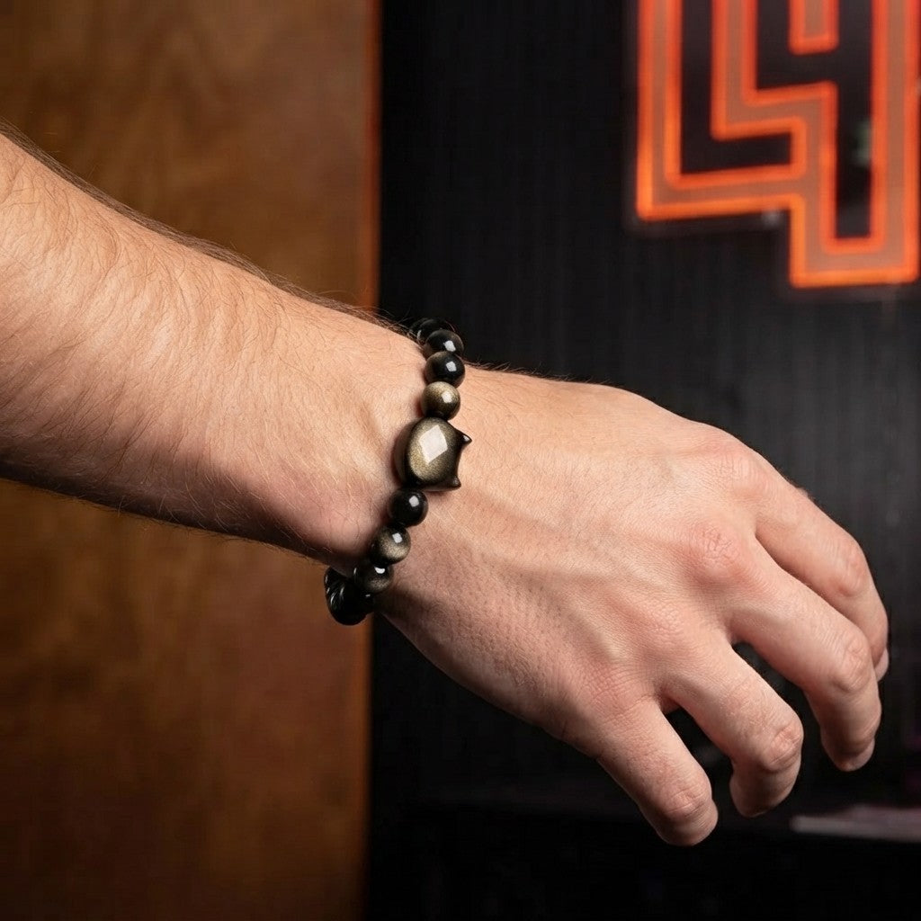 Stone Cold Cute — Obsidian Cat Head Bracelet