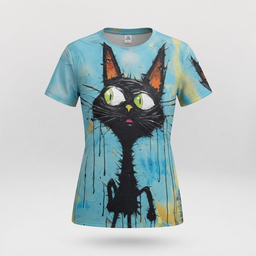🖤 Black Cat Tee – Drip Chaos Energy