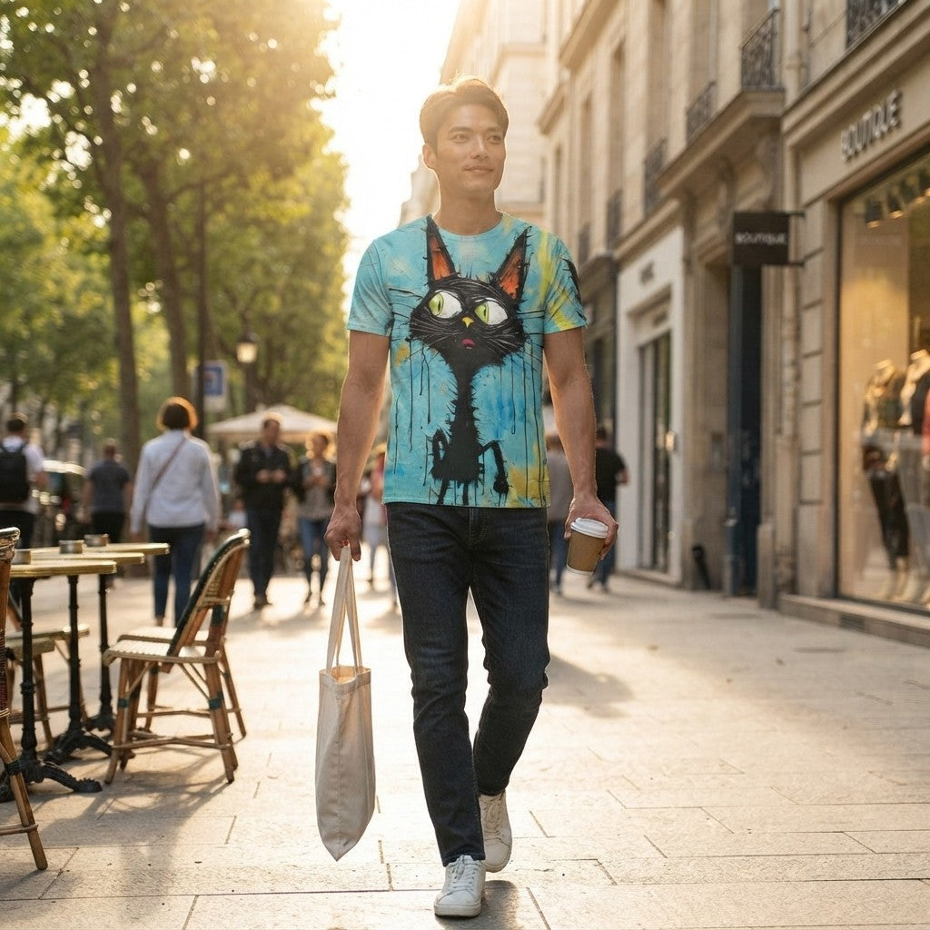 🖤 Black Cat Tee – Drip Chaos Energy